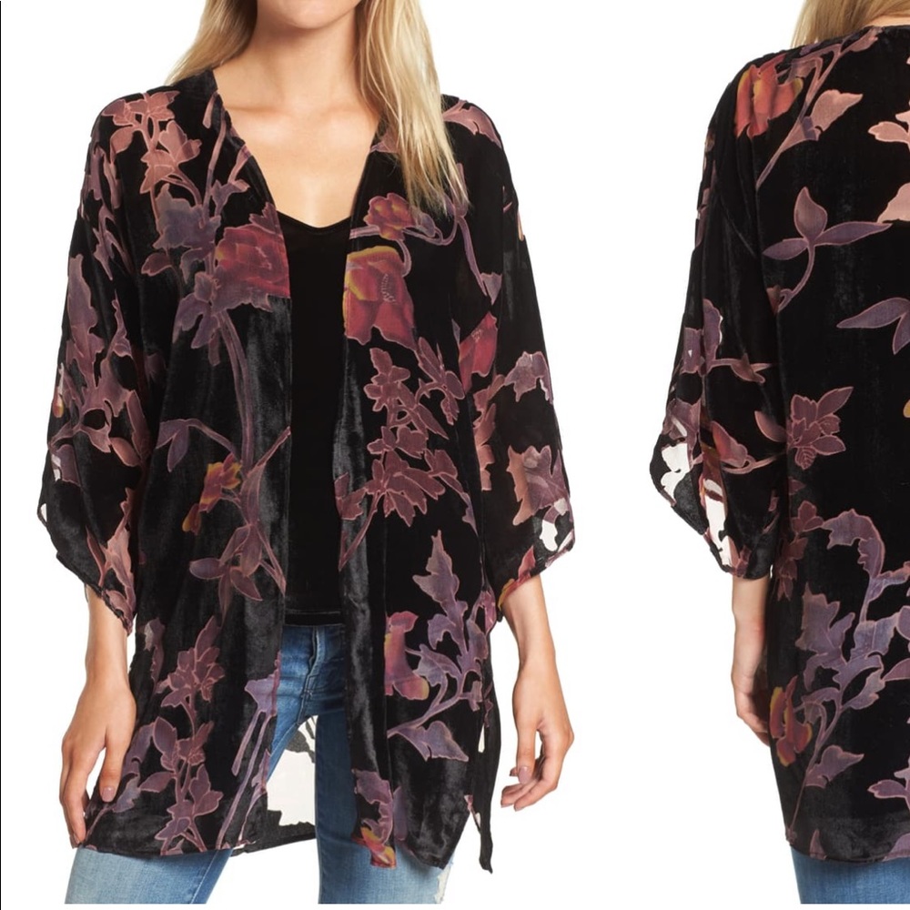 NWT Hinge Burnout Velvet Kimono